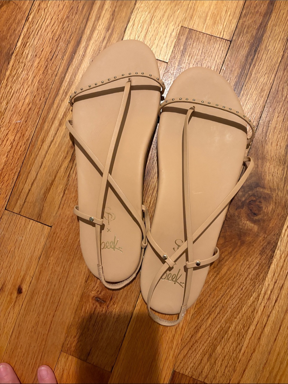 beek Nude/Tan Strappy Flat Sandals